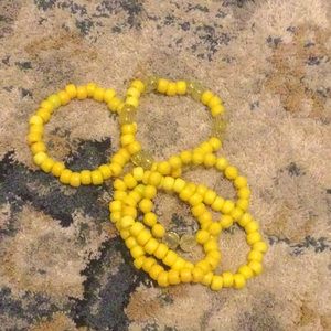 Bundle Of 5 Yellow Sparkly Braclets